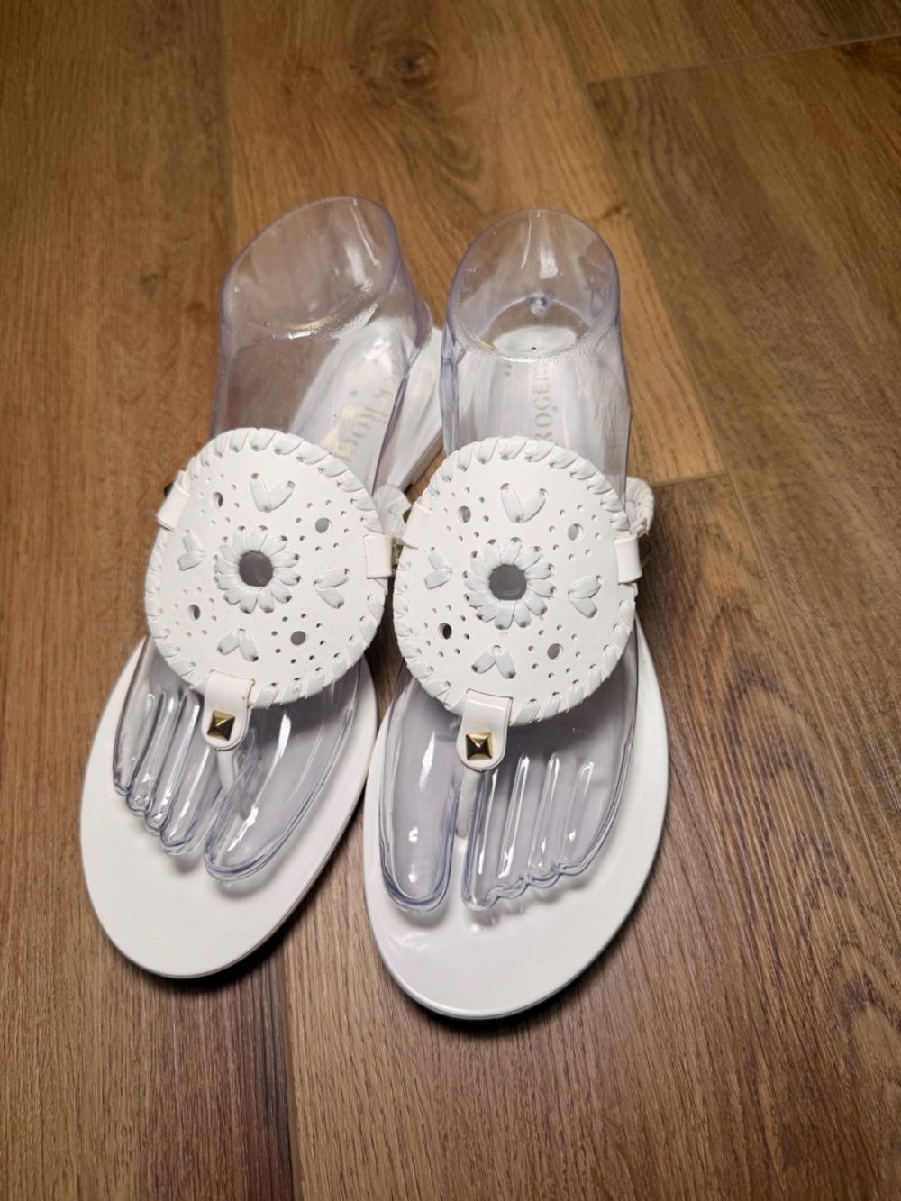 Jack Rogers Georgica Jelly Sandals White 8 NEW Waterproof Medallion Flip Flops - Picture 3 of 12